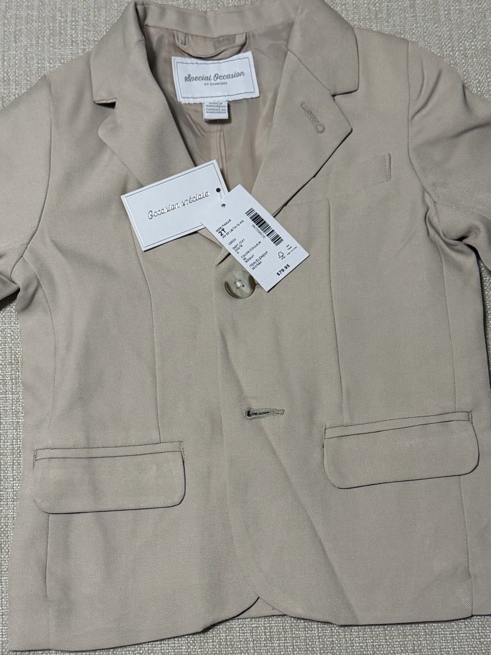 Gymboree Beige Boys Blazer with Notch Lapel